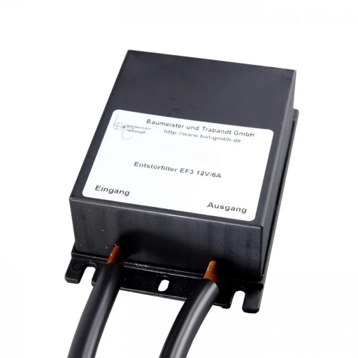 EF3 Entstörfilter 12V/24V, 6A, spez. für Funkgeräte, Parallel-Stecker/-Buchse