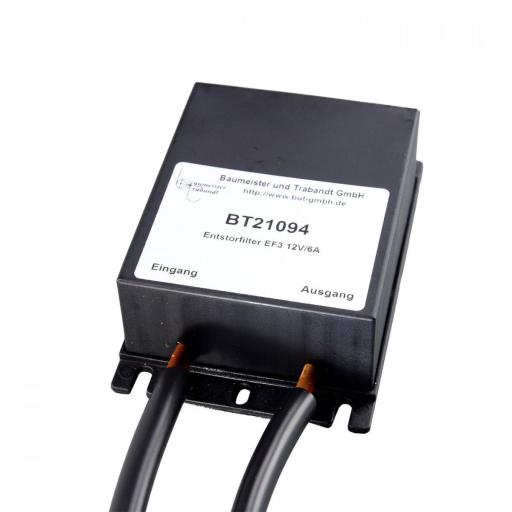 EF3 Entstörfilter 12V / 6A, Kabel in Sonderlänge, T-Stecker/-Buchse