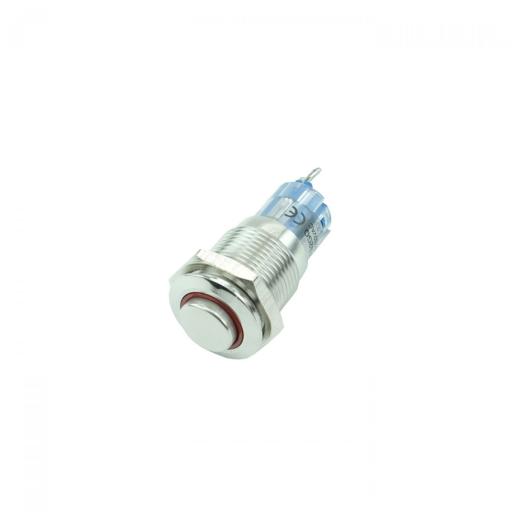 Taster (Wechsler), mit 12V LED-Ring rot, 16mm, 3 A/250 V AC, Lötanschlüsse, IP67